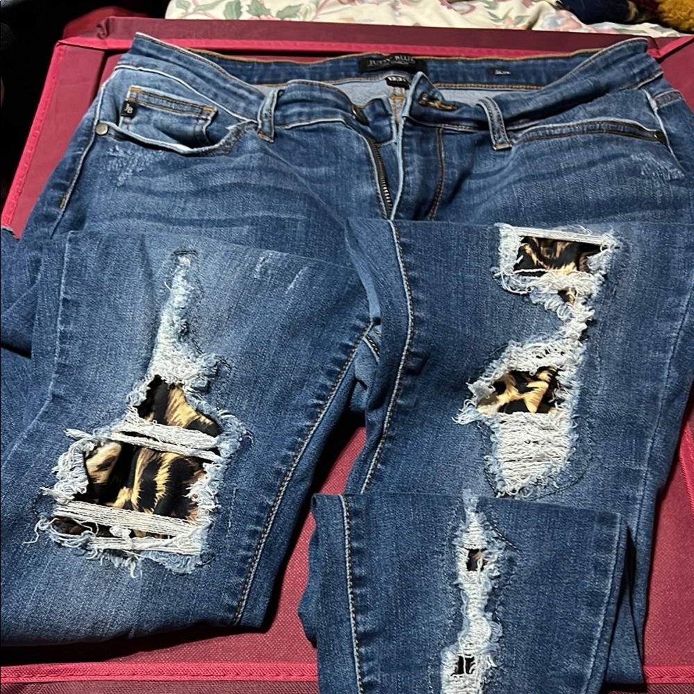Judy Blue Skinny Jeans Blue Distressed Design